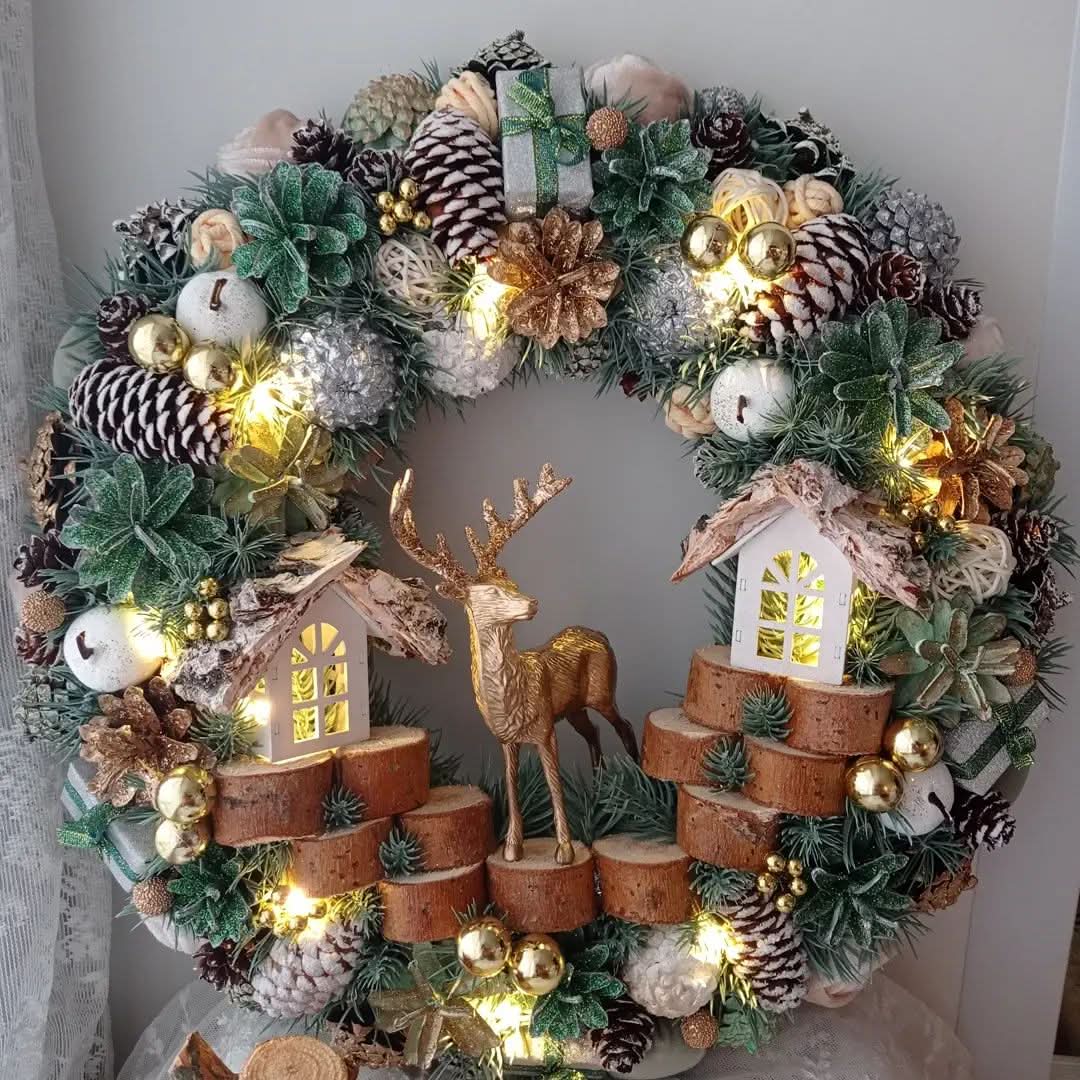 Guirlanda Decoração Natalina Luxo com Led 55CM DVT30